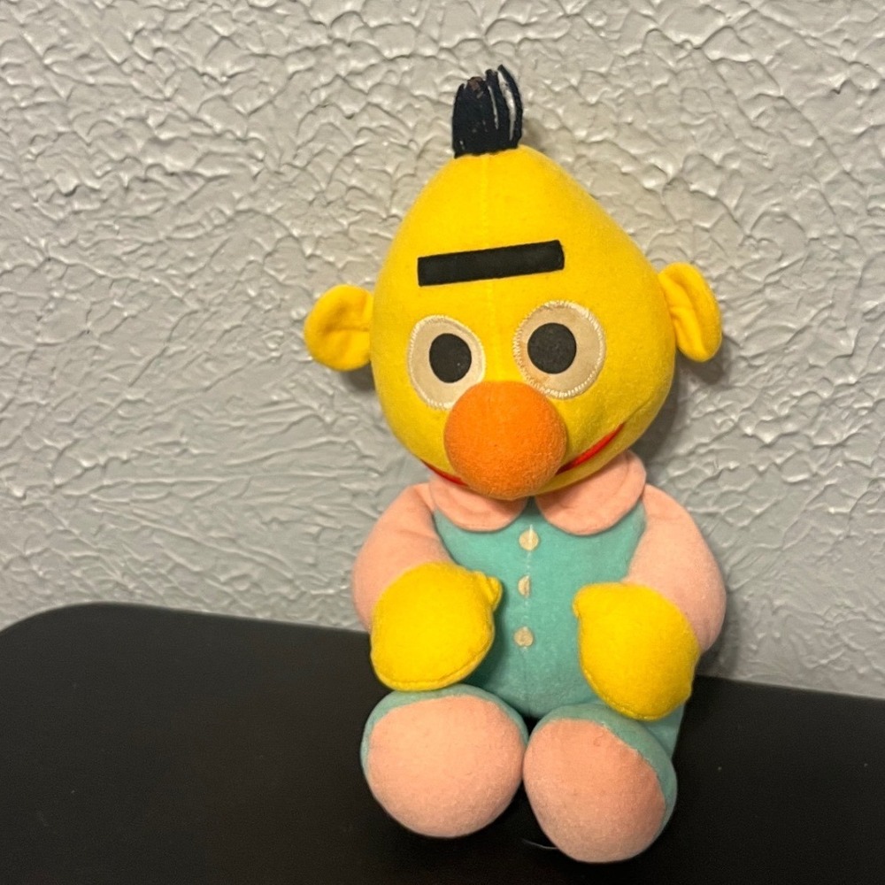 Vintage‎ Sesame Street Bert Plush Toy in Teal and Pink Pajamas Stuffed Animal
